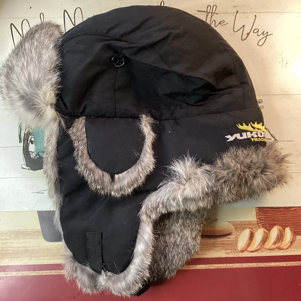 Yukon Tracks | Rabbit Fur Trapper Hat | Black | Youth Large |Unisex